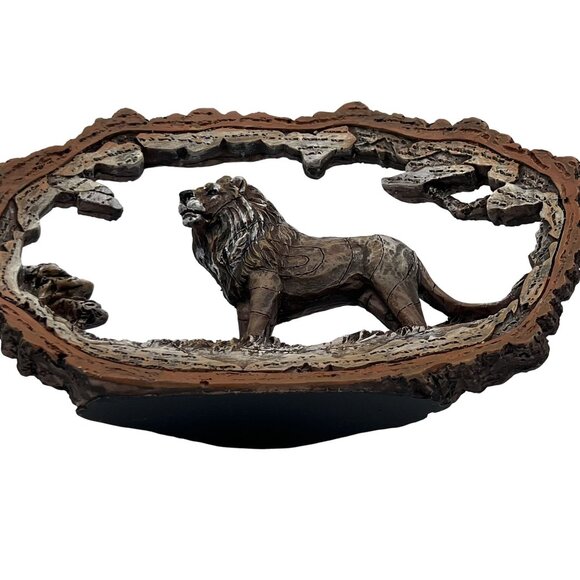 Wildlife Collectibles Hand Carved Bark Lion Sculpture 7.5"x5" Unique By Horiz - Picture 9 of 16